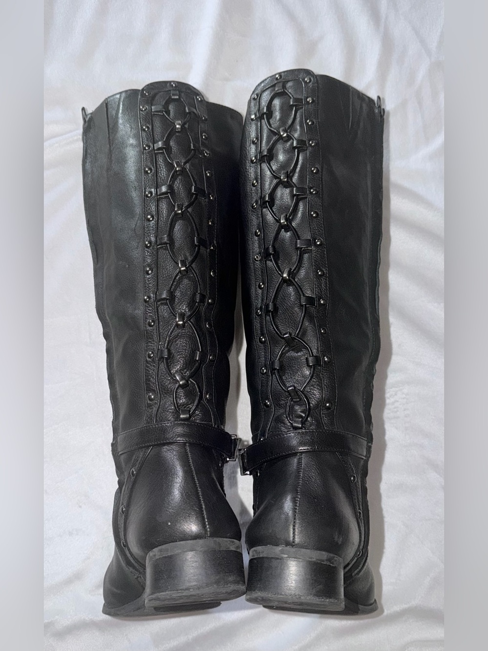 Women's Gianni Bini Black Leather Upper Riding Boots